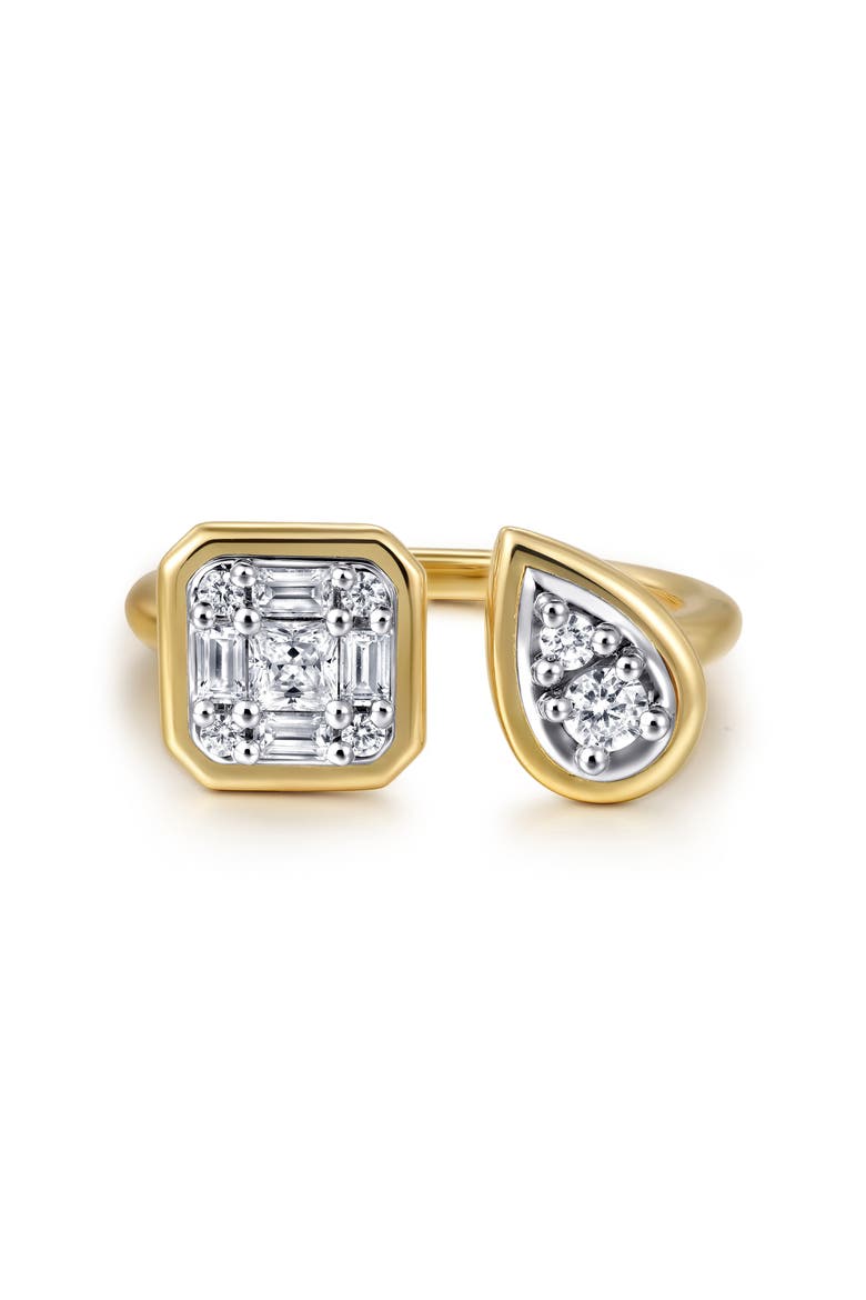 14k Gold Diamond Stackable Open Ring, Alternate, color, 14K YELLOW/ WHITE GOLD