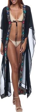 RANEES Embellished Longline Cover-Up Duster