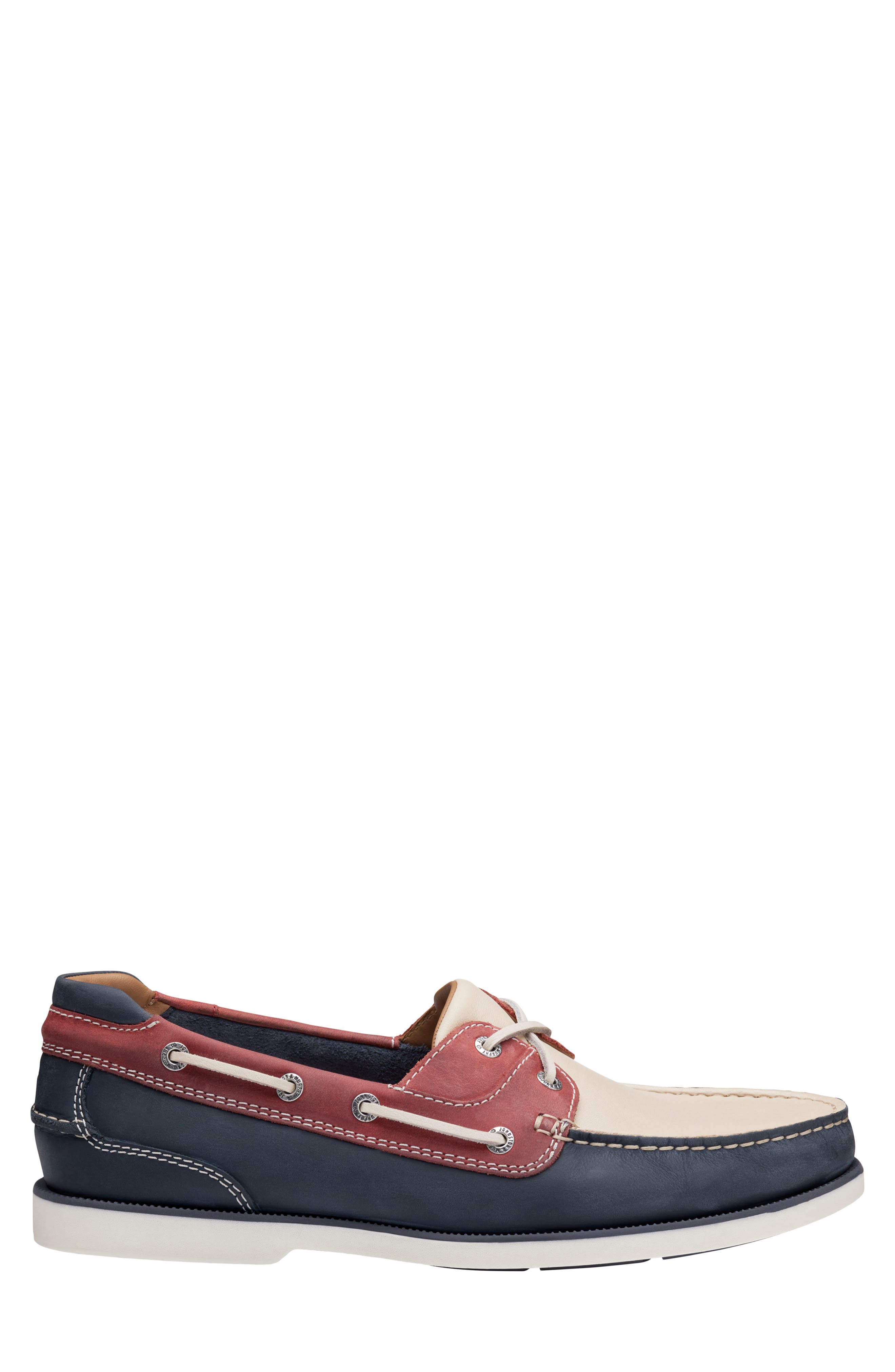 Johnston & Murphy Ventura Boat Shoe, Alternate, color, Red/ White/ Blue Full Grain