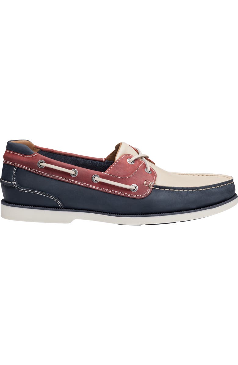 Johnston & Murphy Ventura Boat Shoe, Alternate, color, Red/ White/ Blue Full Grain