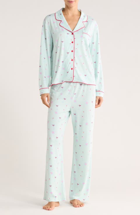Quiet Night Long Sleeve Button-Up Top & Pants Pajamas