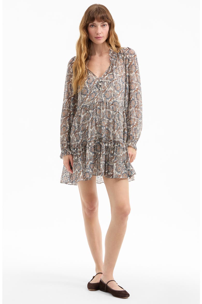 Charles Paisley Silk Blend Minidress, Alternate, color, DOVE MULTI