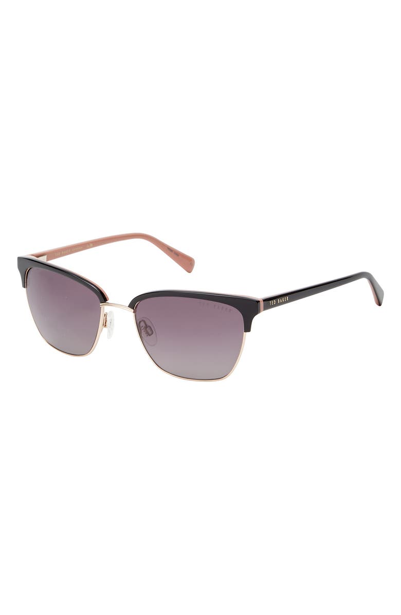 Ted Baker London Full Rim Browline Sunglasses, Alternate, color, Black