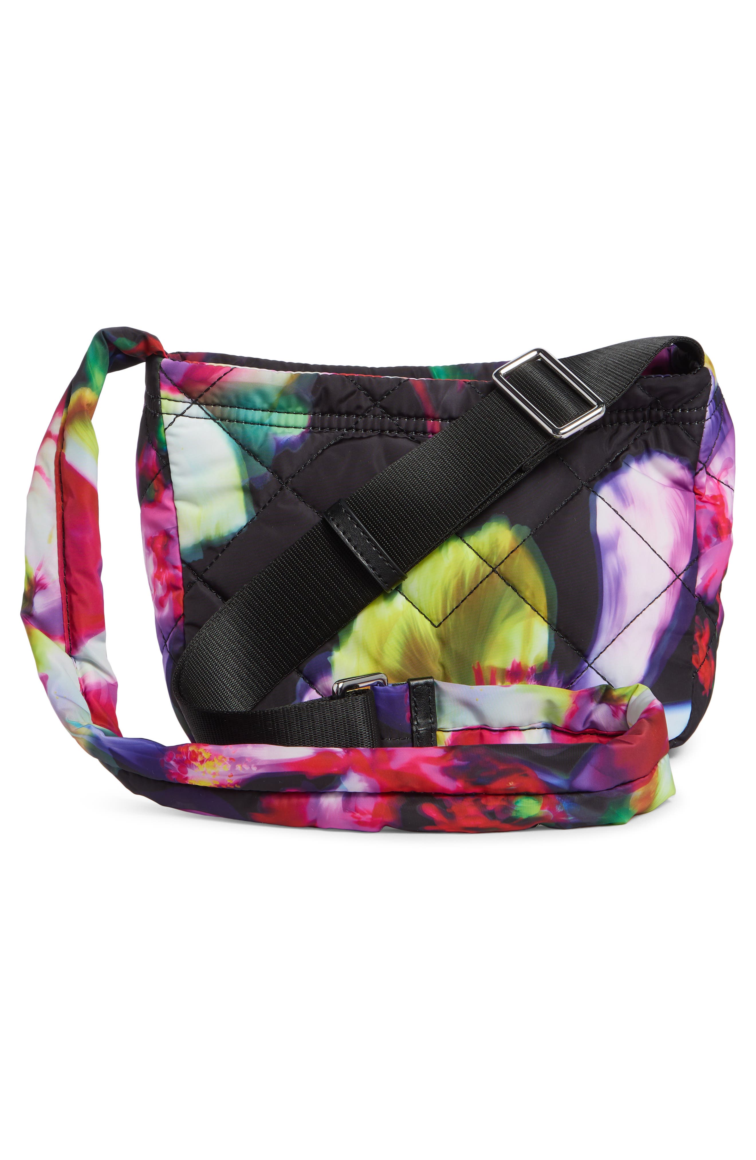 Marc Jacobs Floral Print Quilted Nylon Crossbody Bag, Alternate, color, Black Multi