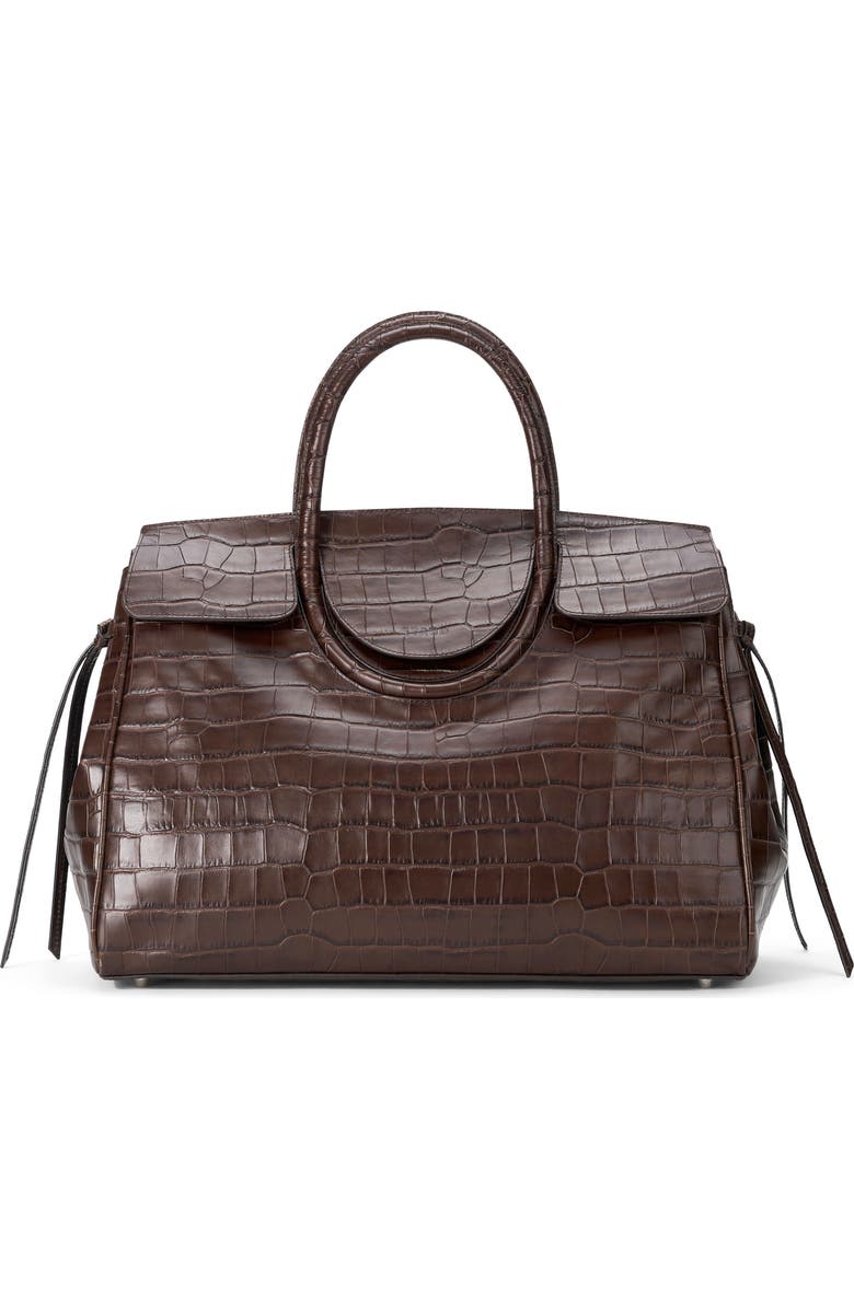 STAUD Maude Leather Carryall Bag, Main, color, Espresso Croco