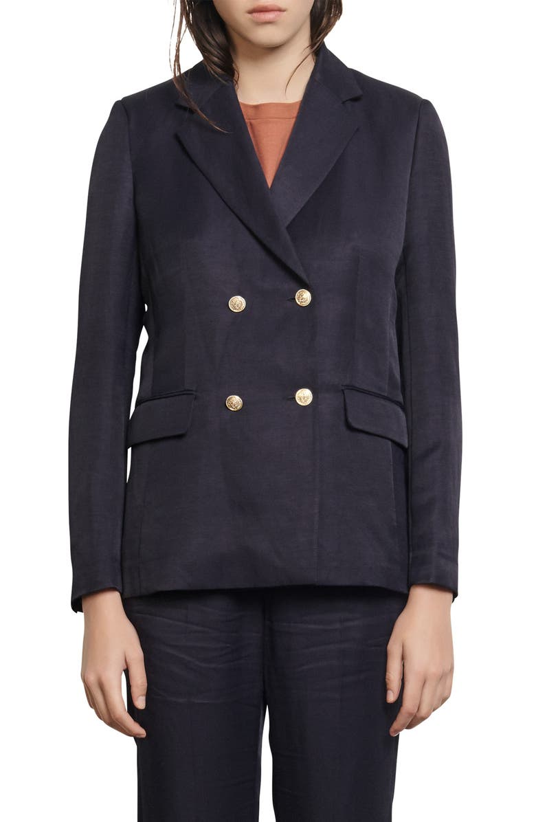 SANDRO Double Breasted Blazer, Main, color, 