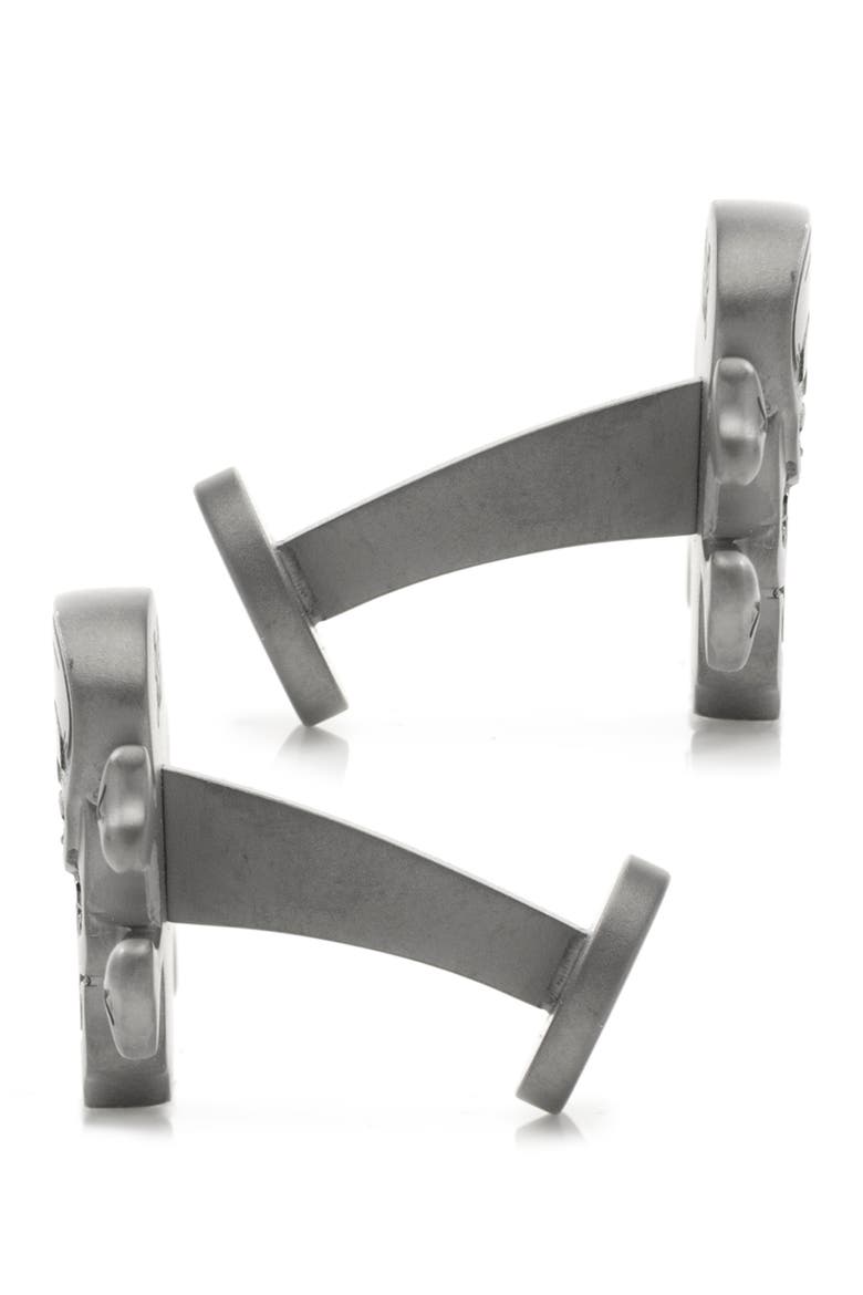 Hold Fast Skull & Bones Cuff Links, Alternate, color, GUNMETAL