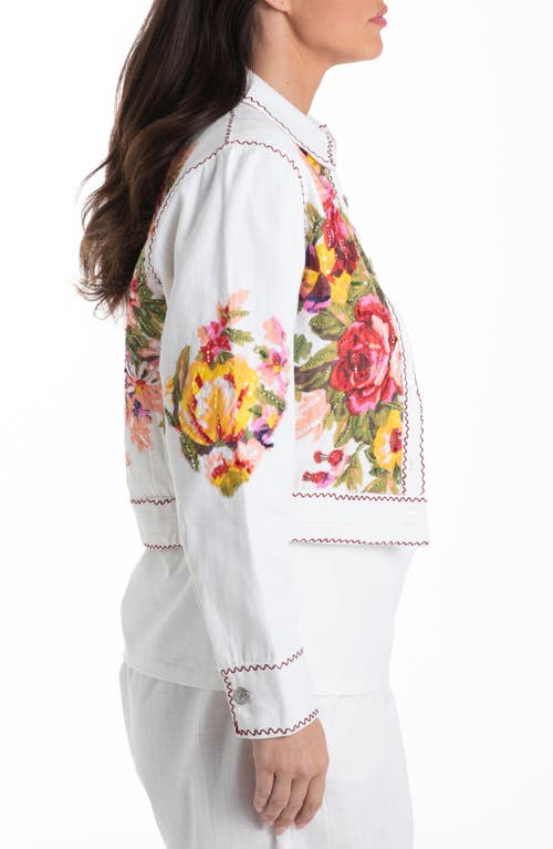 Talisman The Label Sequin Floral Crop Cotton Jacket In Black