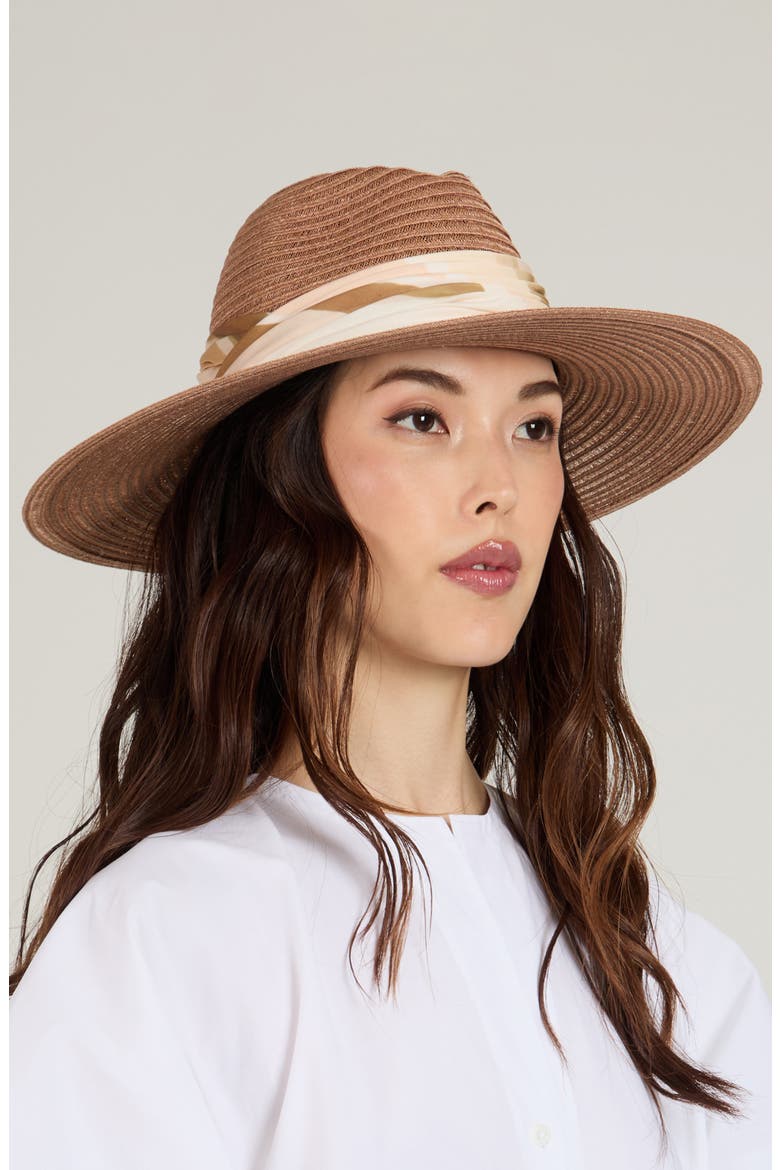 Emmanuelle Wide Brim Packable Fedora, Alternate, color, FAWN