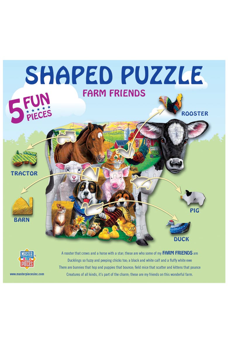 Farm Friends 100pc Shaped Jigsaw Puzzle, Alternate, color, Multicolor