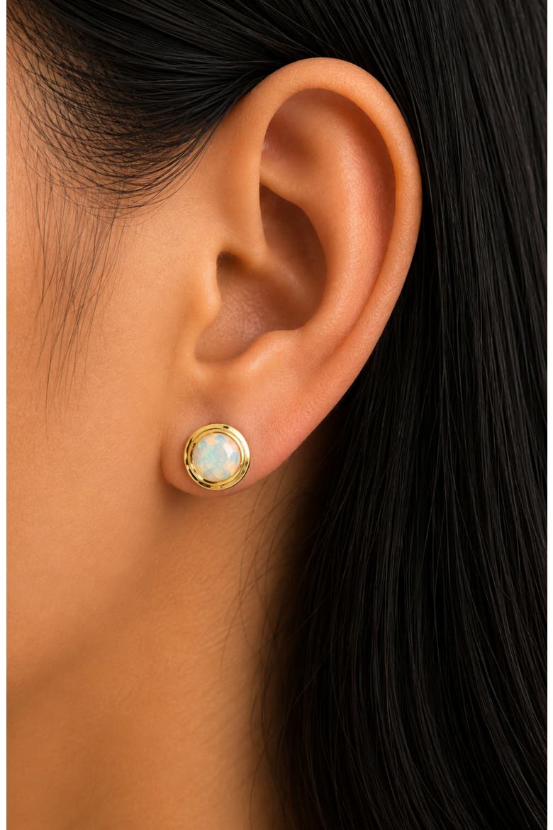 Rock 'n' Roll 18k Gold Cabochon Stud Earrings, Alternate, color, 18K YELLOW GOLD/ OPAL