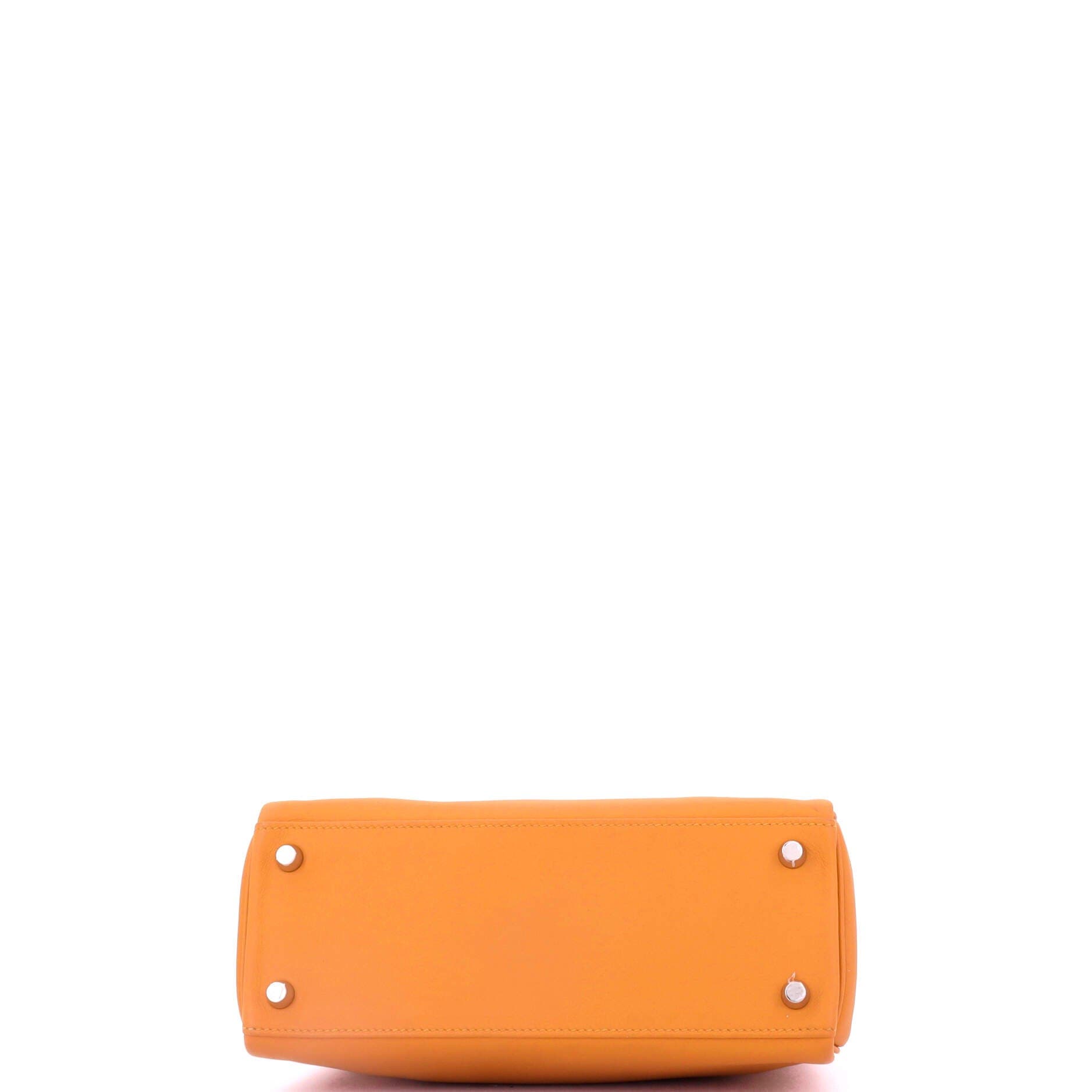 Pre-Owned Hermes Kelly Handbag Orange Swift with Palladium Hardware 25, Alternate, color, Abricot