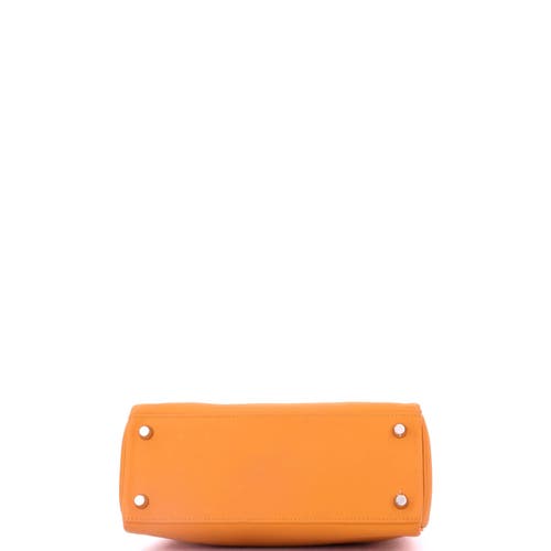 Pre-owned Hermes  Hermes Kelly Handbag Orange Swift With Palladium Hardware 25 In Orange