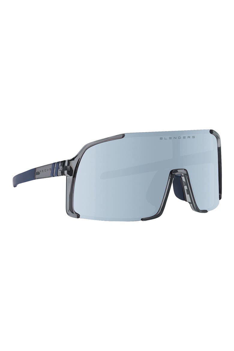 Exposé 132mm Polarized Semi Rimless Shield Sunglasses, Alternate, color, SLATE SHADOW