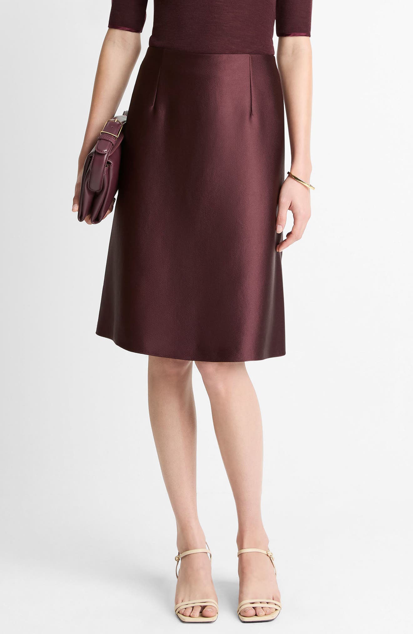 Pebbled Satin Skirt