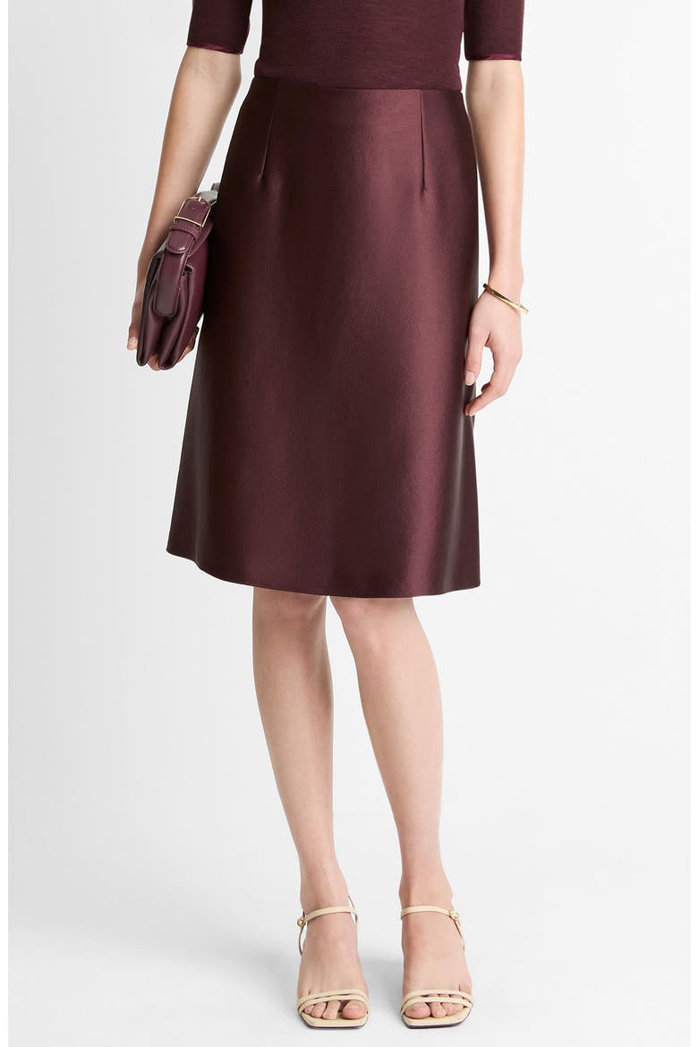 Pebbled Satin Skirt, Main, color, OXBLOOD