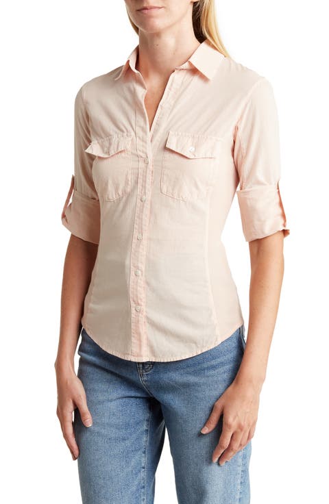 Three-Quarter Sleeve Button-Up Shirt
