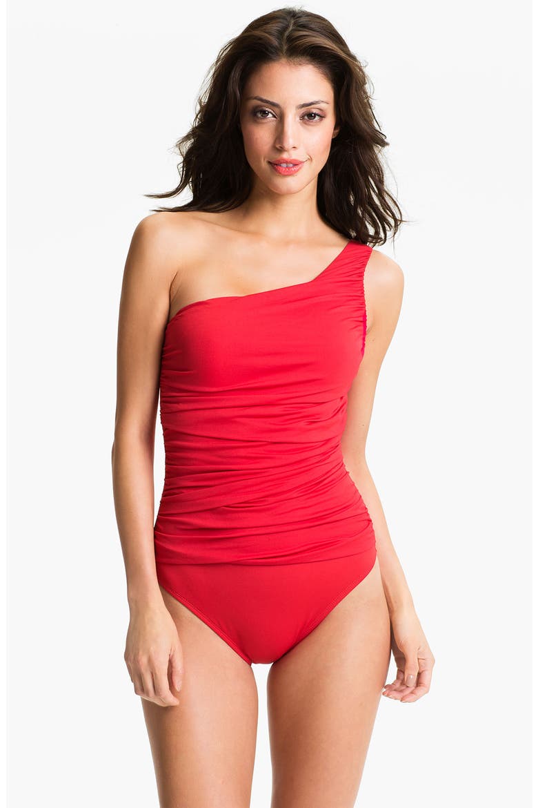 One Shoulder One Piece Swimsuit, Main, color, LIPSTICK