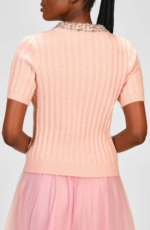 Isaac Mizrahi New York Crystal Accent Polo Sweater In Pink