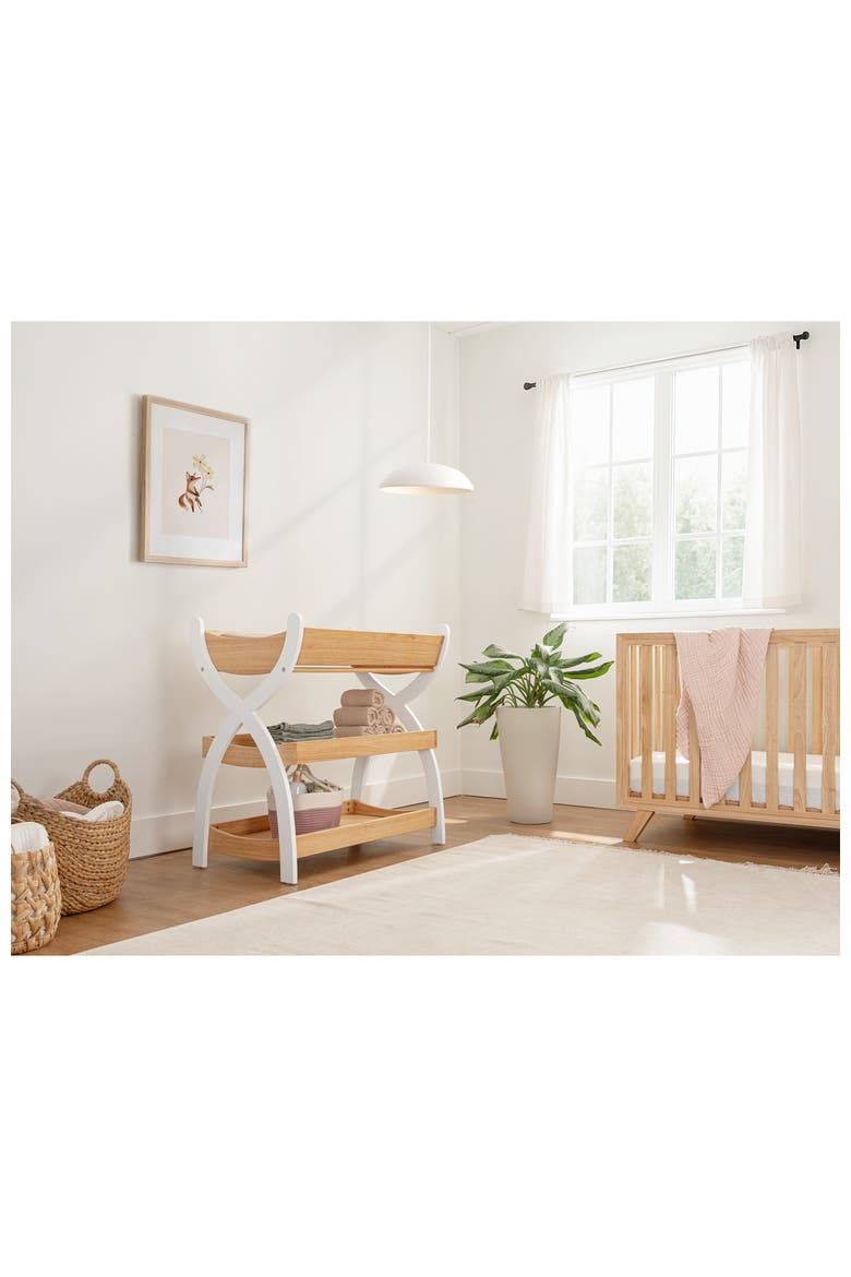 Baby Changing Table, Alternate, color, Natural Wood With White Legs