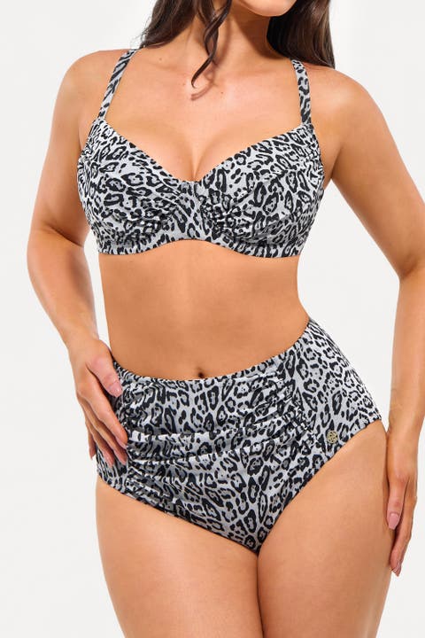 Tropical Print Underwire Shaping High Waist Swimwear Set
