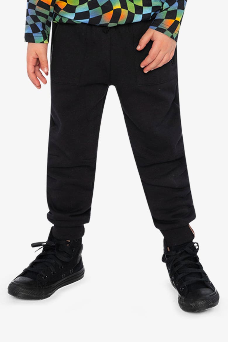 Ribbed Ankle Cuffs Fleece Sweatpants with Pockets, Alternate, color, Black