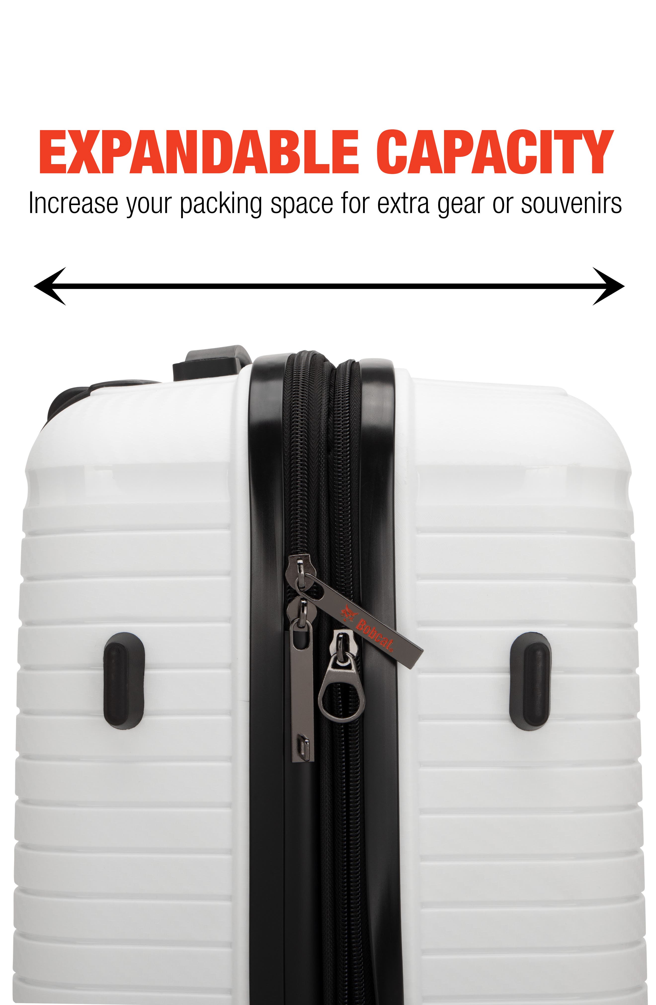 Bobcat Trencher 3 Piece Expandable Spinner Luggage Set with TSA Lock, Alternate, color, White