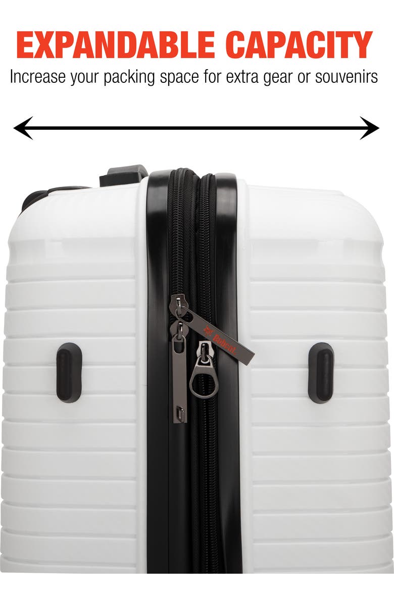 Bobcat Trencher 3 Piece Expandable Spinner Luggage Set with TSA Lock, Alternate, color, White