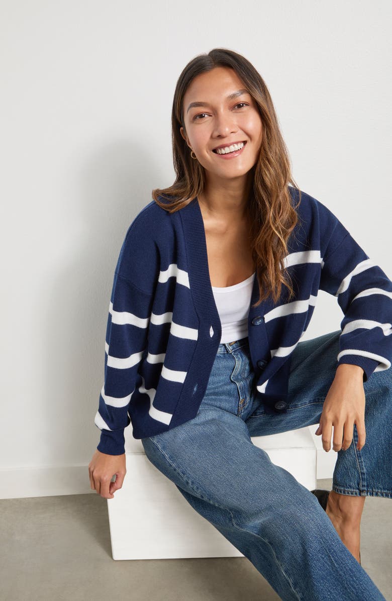 Splendid Lynn Cardigan, Alternate, color, Navy/ Moonstone