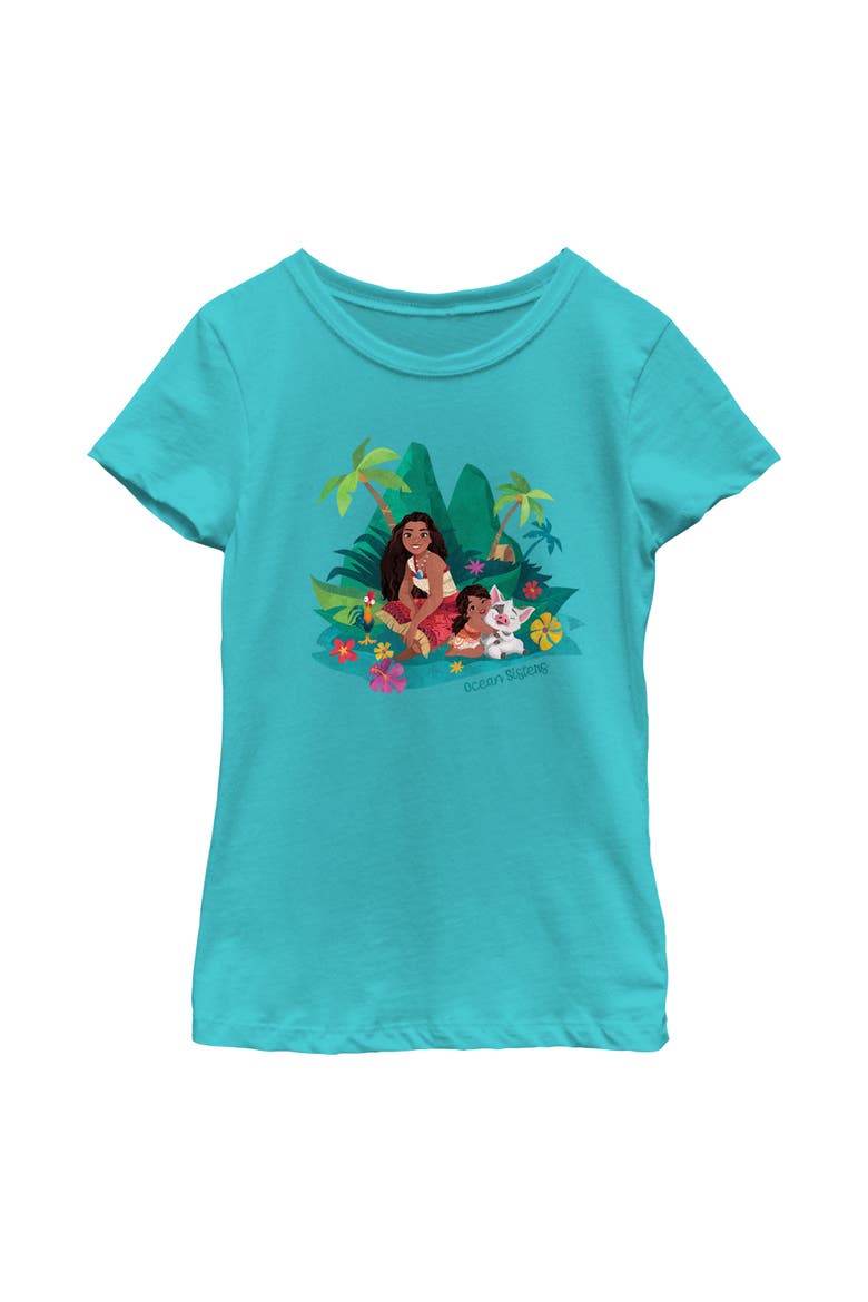 Girl's Moana 2 Ocean Sisters  Graphic T-Shirt, Main, color, Tahiti Blue