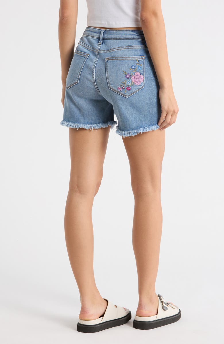 Driftwood Lulu Fray Hem Denim Shorts, Alternate, color, Light Wash