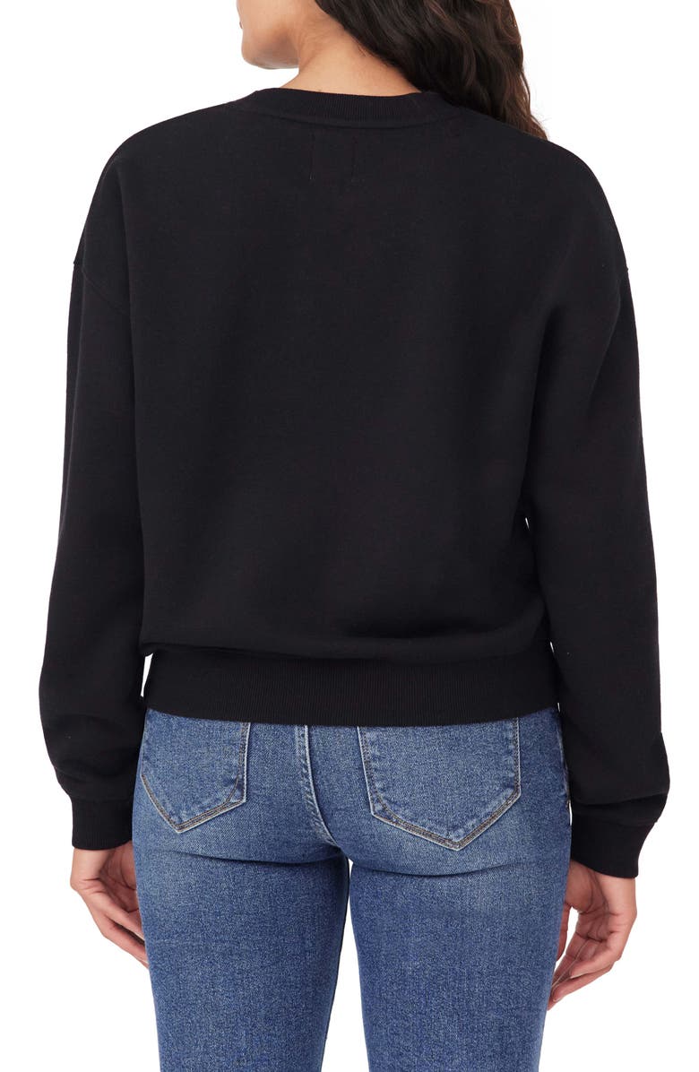 Kensie Bow Embellished Sweatshirt & Scrunchie Set, Alternate, color, Jet Black Bow