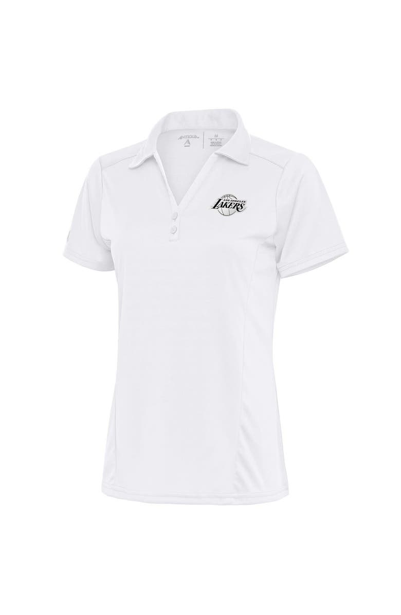 ANTIGUA Women's Antigua White Los Angeles Lakers Brushed Metallic Tribute Polo, Main, color,