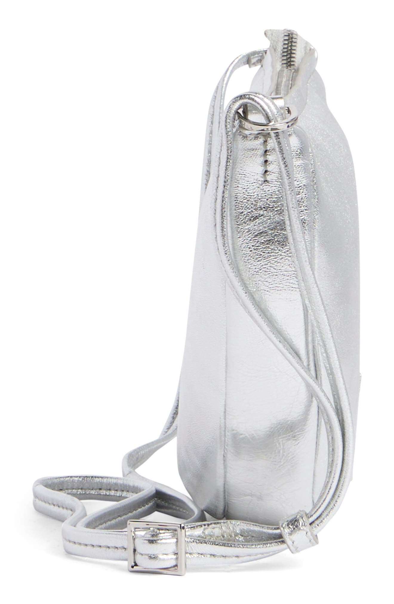 Thacker Liz Crescent Leather Crossbody Bag, Alternate, color, Silver
