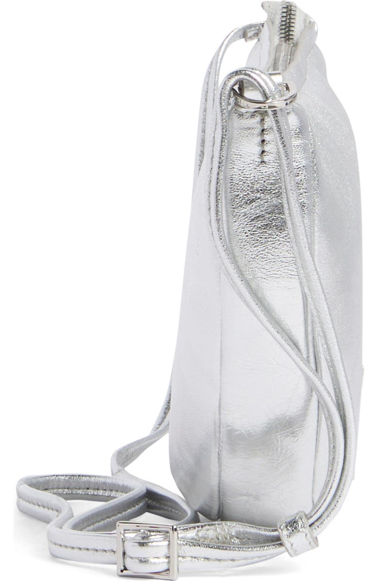 Thacker Liz Crescent Leather Crossbody Bag, Alternate, color, Silver