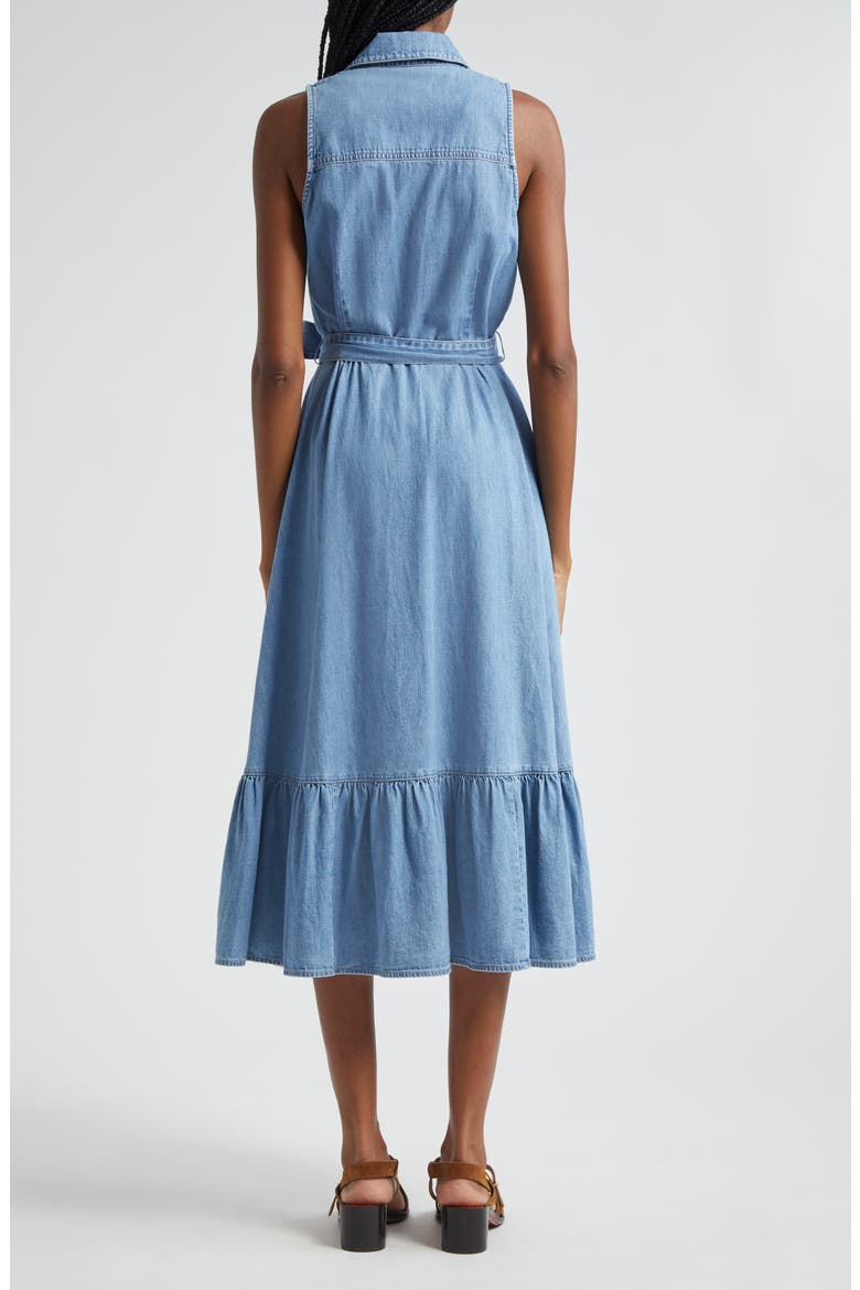 Edwina Sleeveless Cotton Denim Midi Shirtdress, Alternate, color, ICEBERG