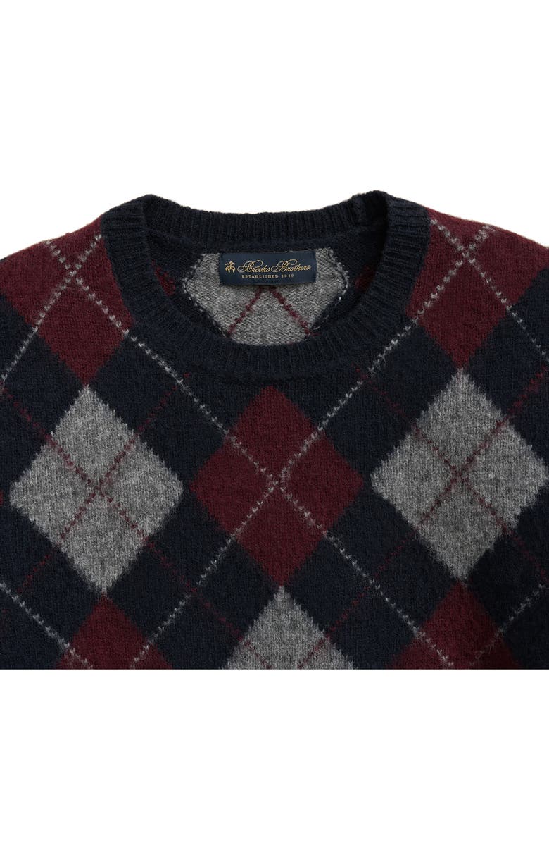Brooks Brothers Argyle Wool Sweater, Alternate, color, Navy Burgundy Grey Argyle