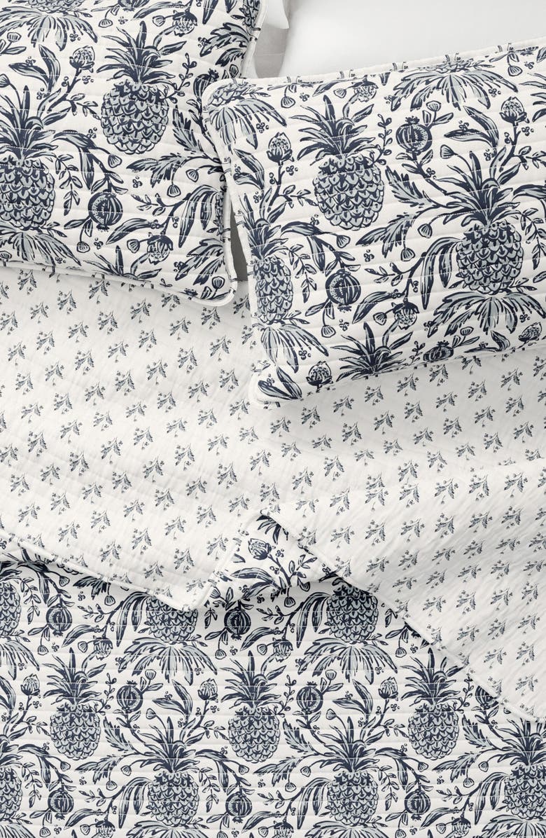 Woven & Weft Coastal Print Cotton Quilt & Sham Set, Alternate, color, Off White/ Navy