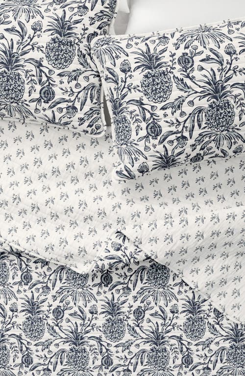Woven & Weft Coastal Print Cotton Quilt & Sham Set In Off White/navy