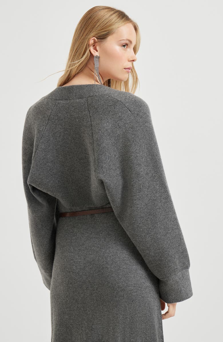 Brunello Cucinelli Double knit shrug, Alternate, color, Lead