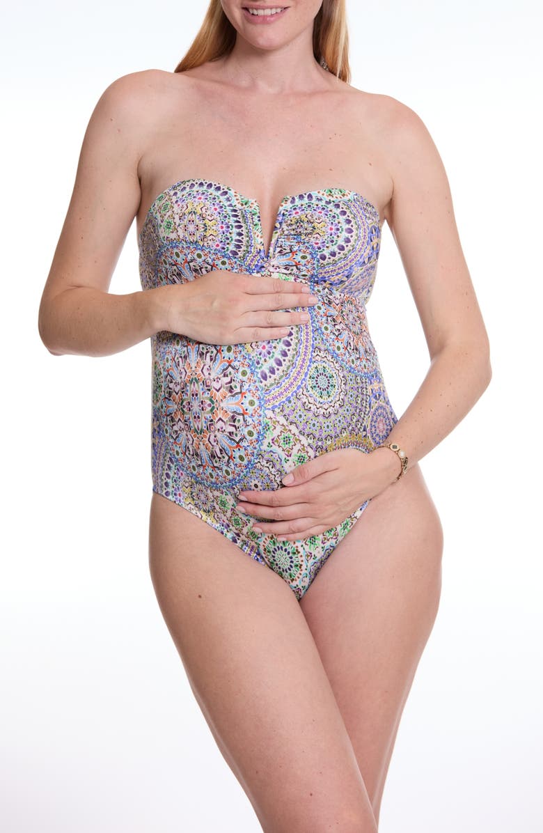 Cache Coeur Mandala Maternity Swimsuit, Alternate, color, Multicolor