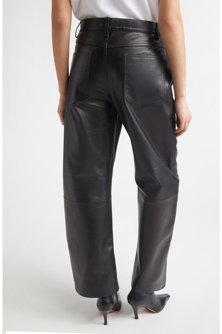 Tribeca Leather Barrel Leg Pants, Alternate, color, BLACK