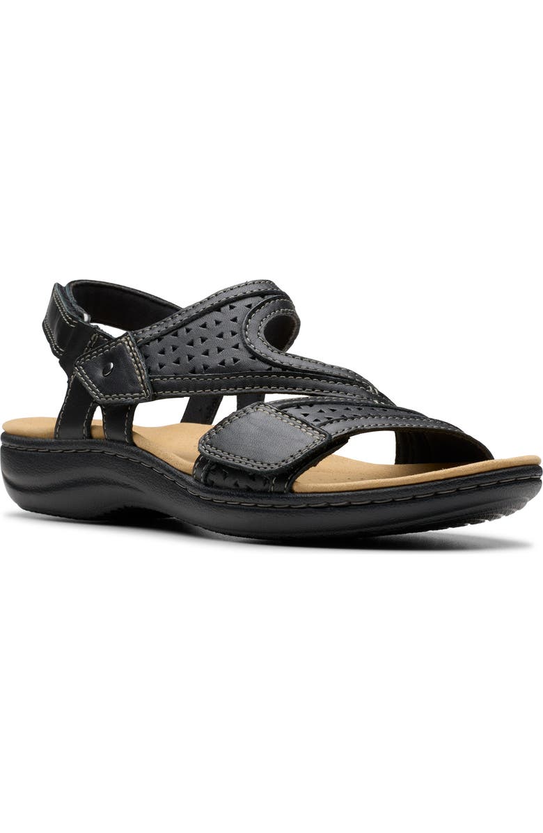 Clarks<sup>®</sup> Laurieanne Faye Sandal, Main, color, Black Leather