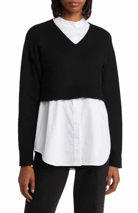 AllSaints Donna Mixed Media Sweater