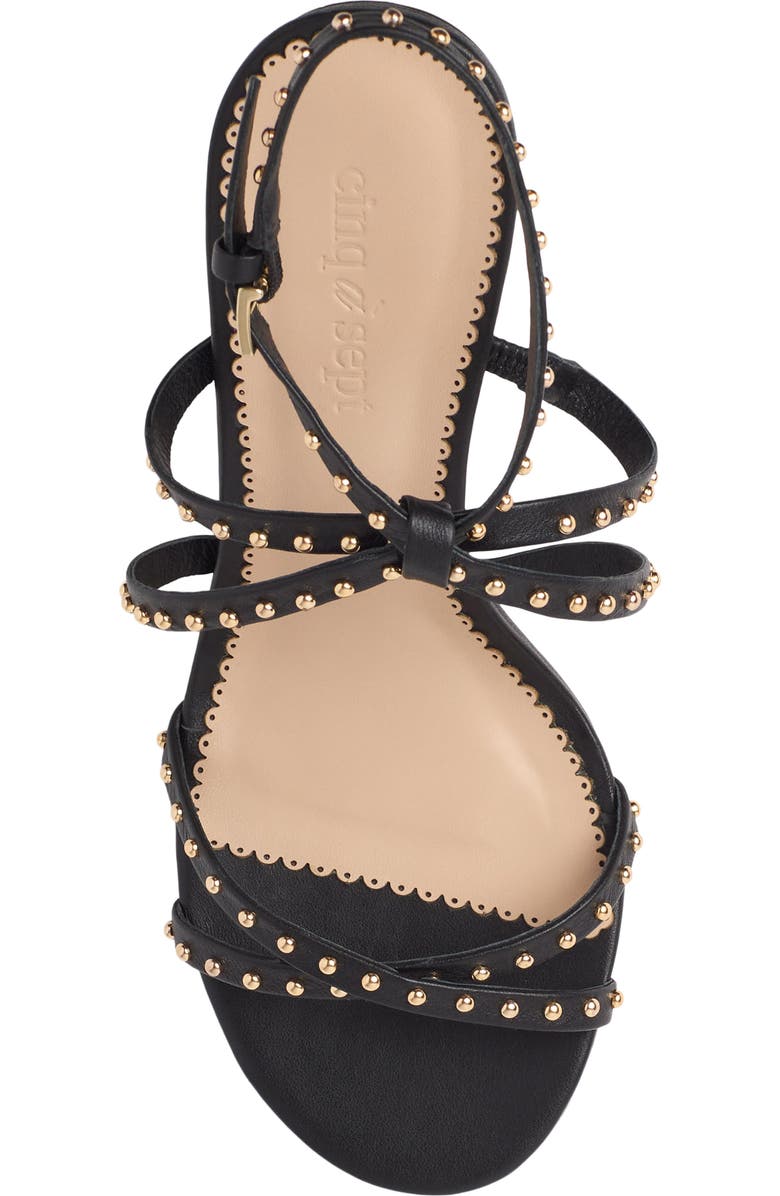 Cinq à Sept Blair Studded Ankle Strap Sandal, Alternate, color, Black/ Gold