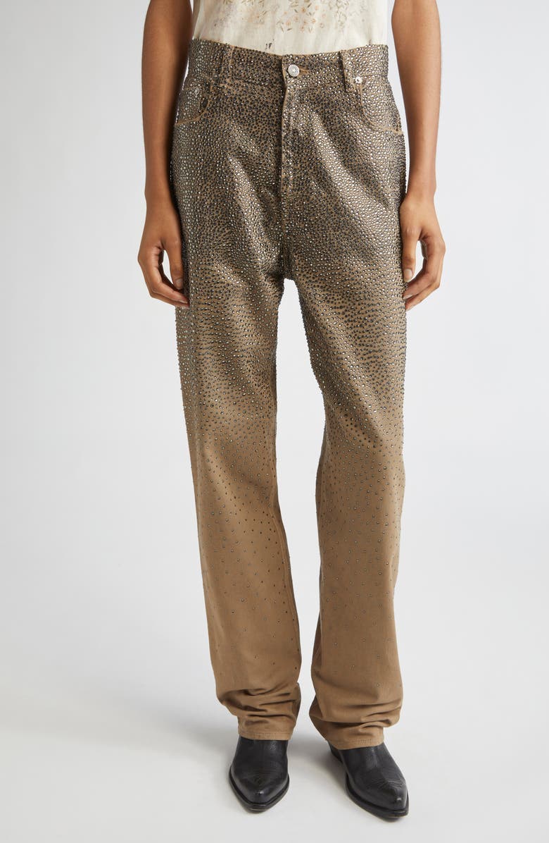 Golden Goose Journey Dégradé Crystal Embellished Jeans, Main, color, Pale Khaki