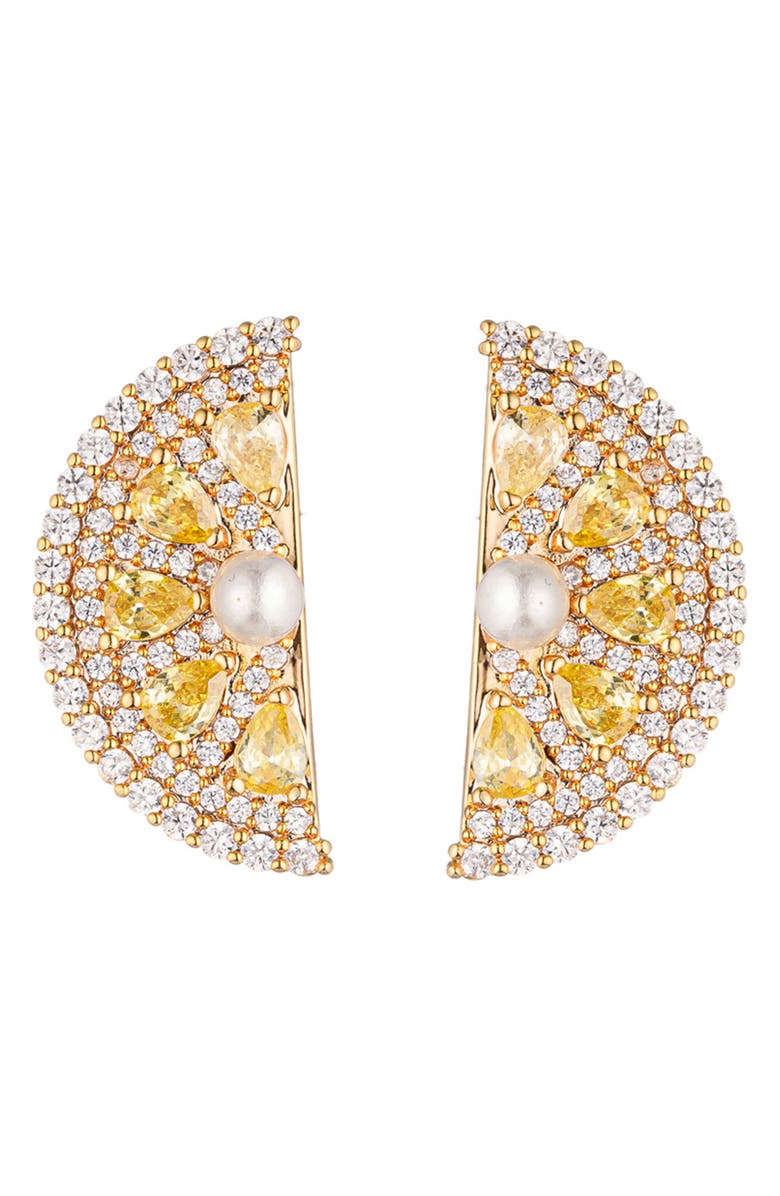 EYE CANDY LOS ANGELES Sweet Lemon Cubic Zirconia Drop Earrings, Main, color, Gold