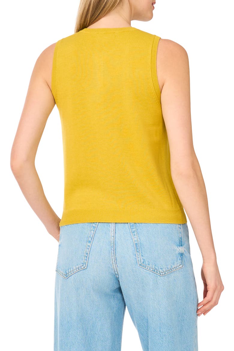 Sleeveless Crewneck Button-Front Sweater, Alternate, color, WARM OLIVE