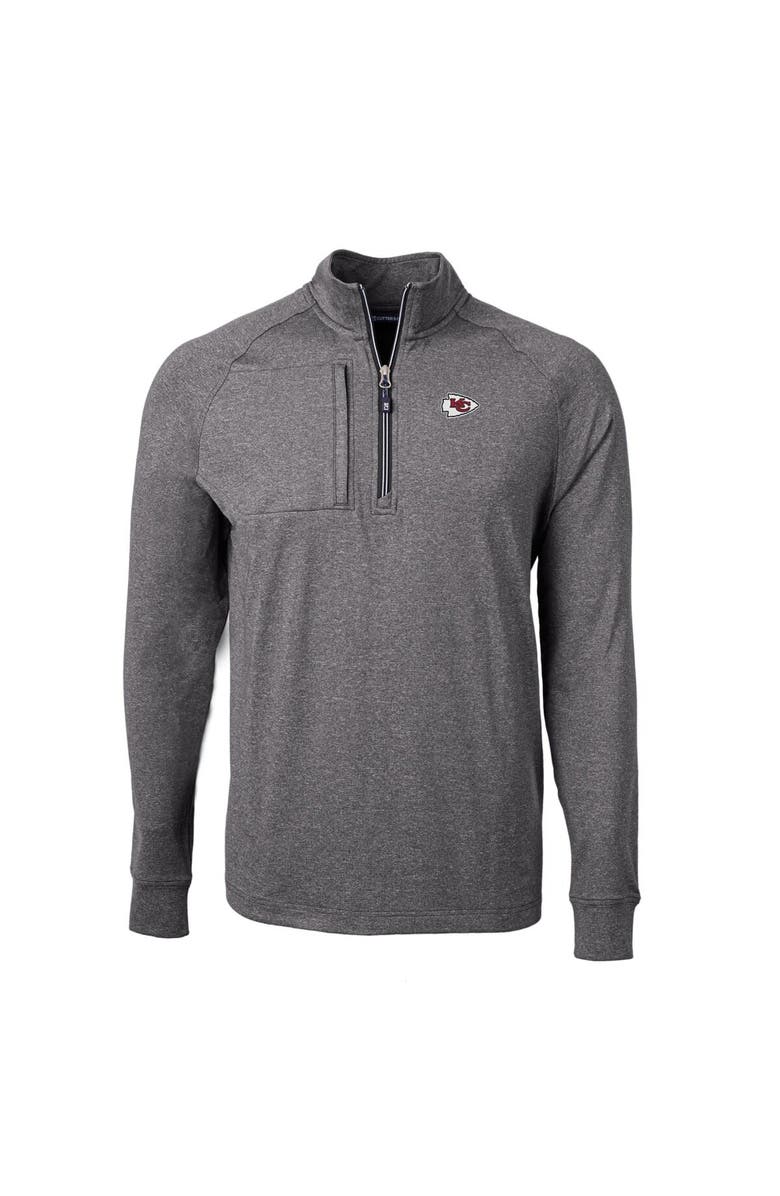 Cutter & Buck Men's Cutter & Buck Heather Black Kansas City Chiefs Adapt Eco Knit Quarter-Zip Pullover Top, Alternate, color, Heather Black