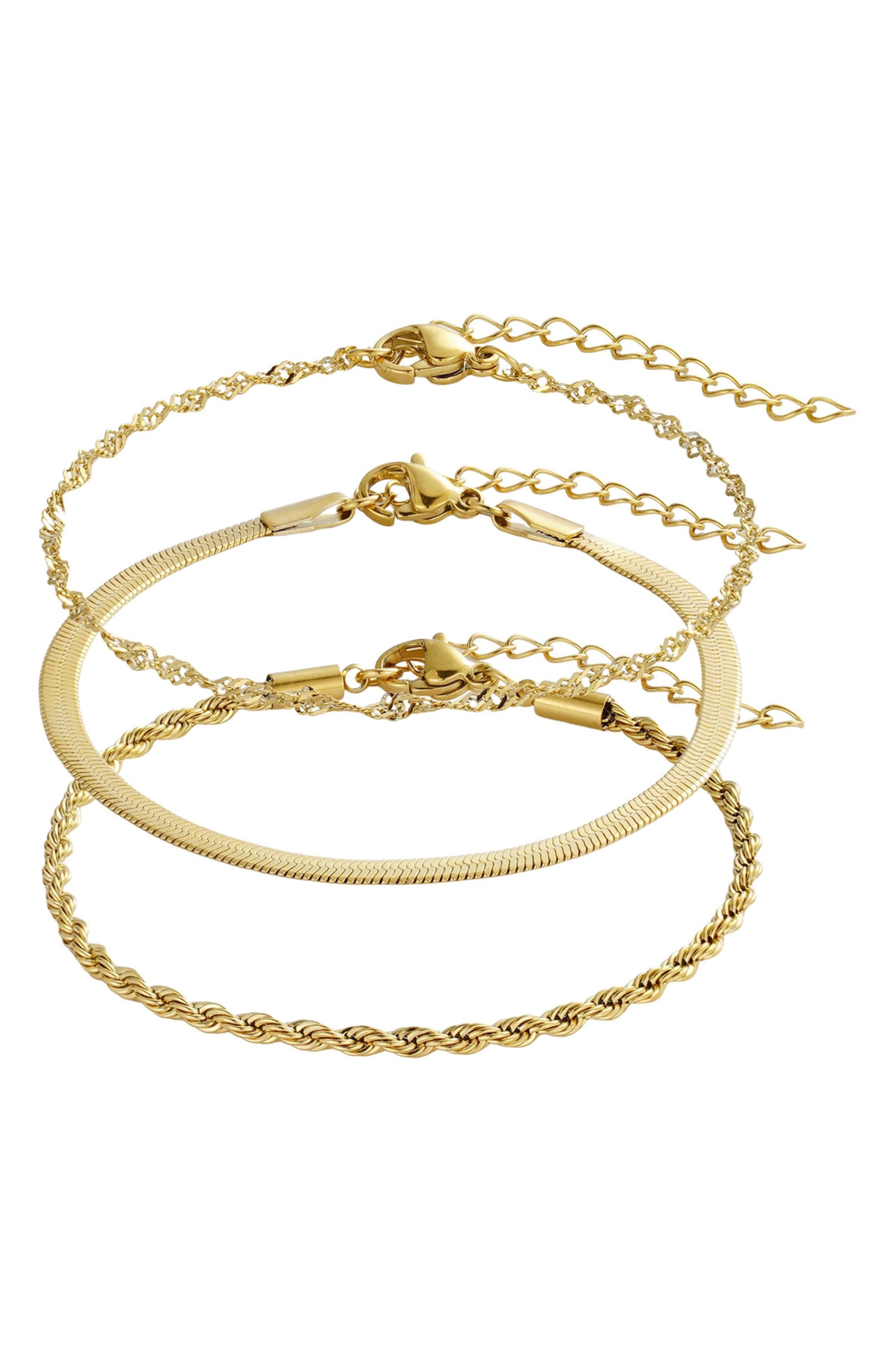 Adornia Set of 3 Assorted Chain Bracelets